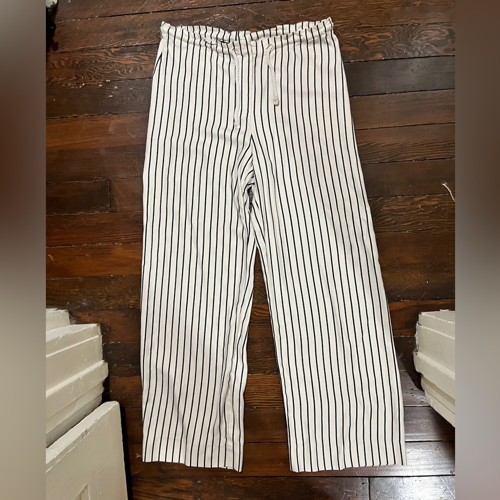 Lauren Ralph Lauren | 100% Silk Pinstripe Trousers Rope Drawstring